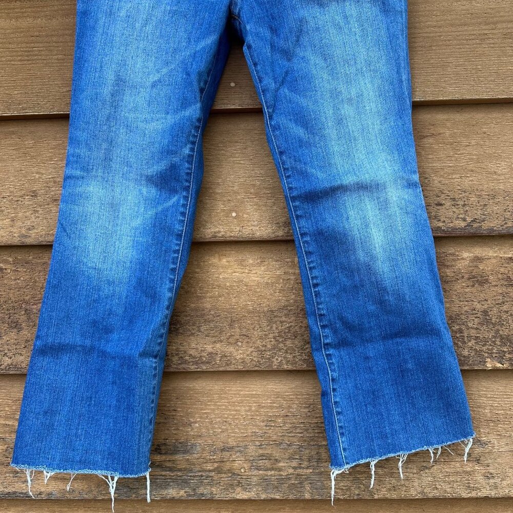 Madewell Cali Denim Boot Womens Cropped Jeans Size 28 With Raw Hem Blue Stretch - Picture 6 of 14